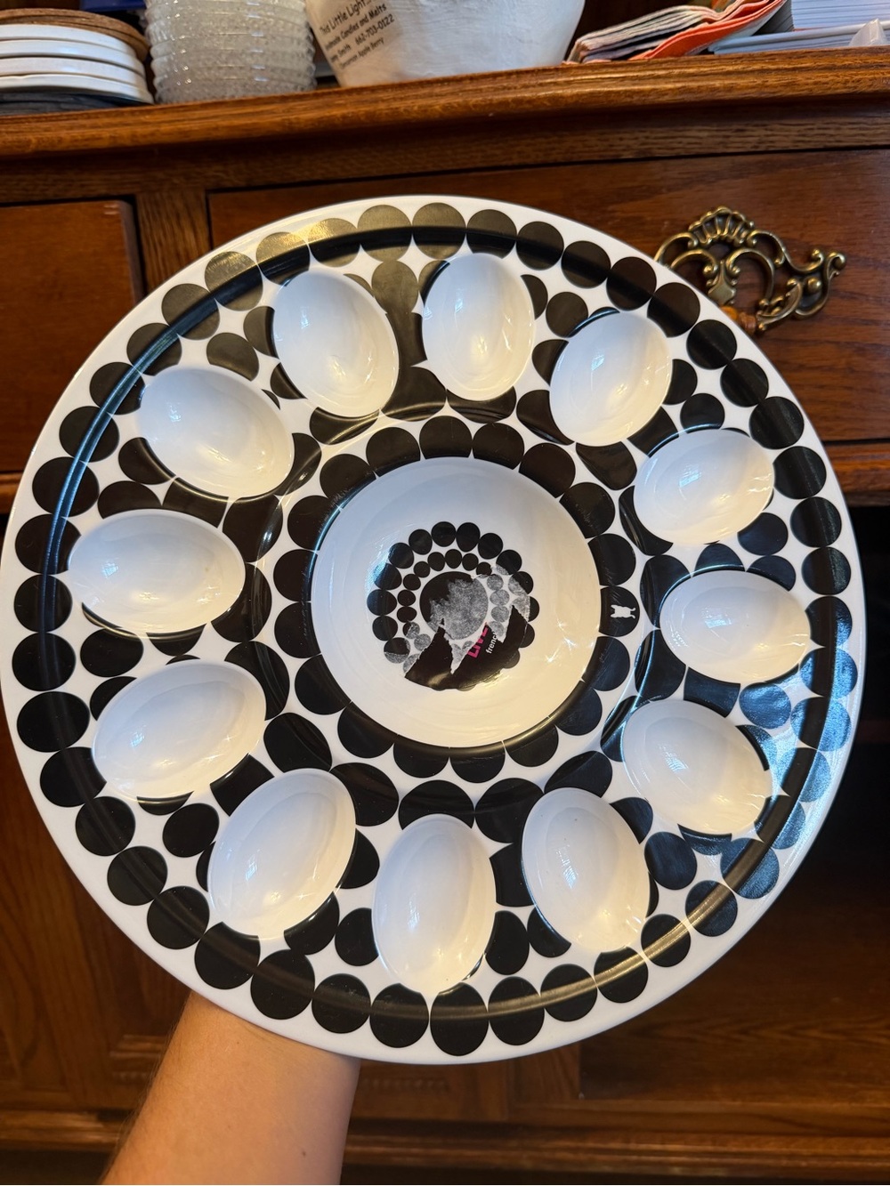 Black & White Polka Dot Deviled Egg Platter